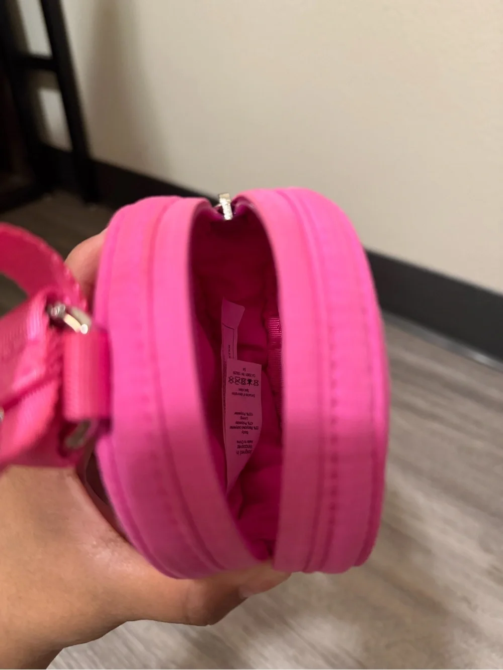lululemon Hot Pink Quilted Round Logo Pouch